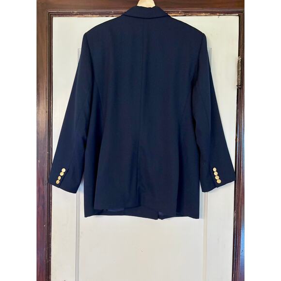 Vintage Navy Blue Wool Oversized Double Breasted Blazer- Size L/XL, Preppy - Picture 5 of 8